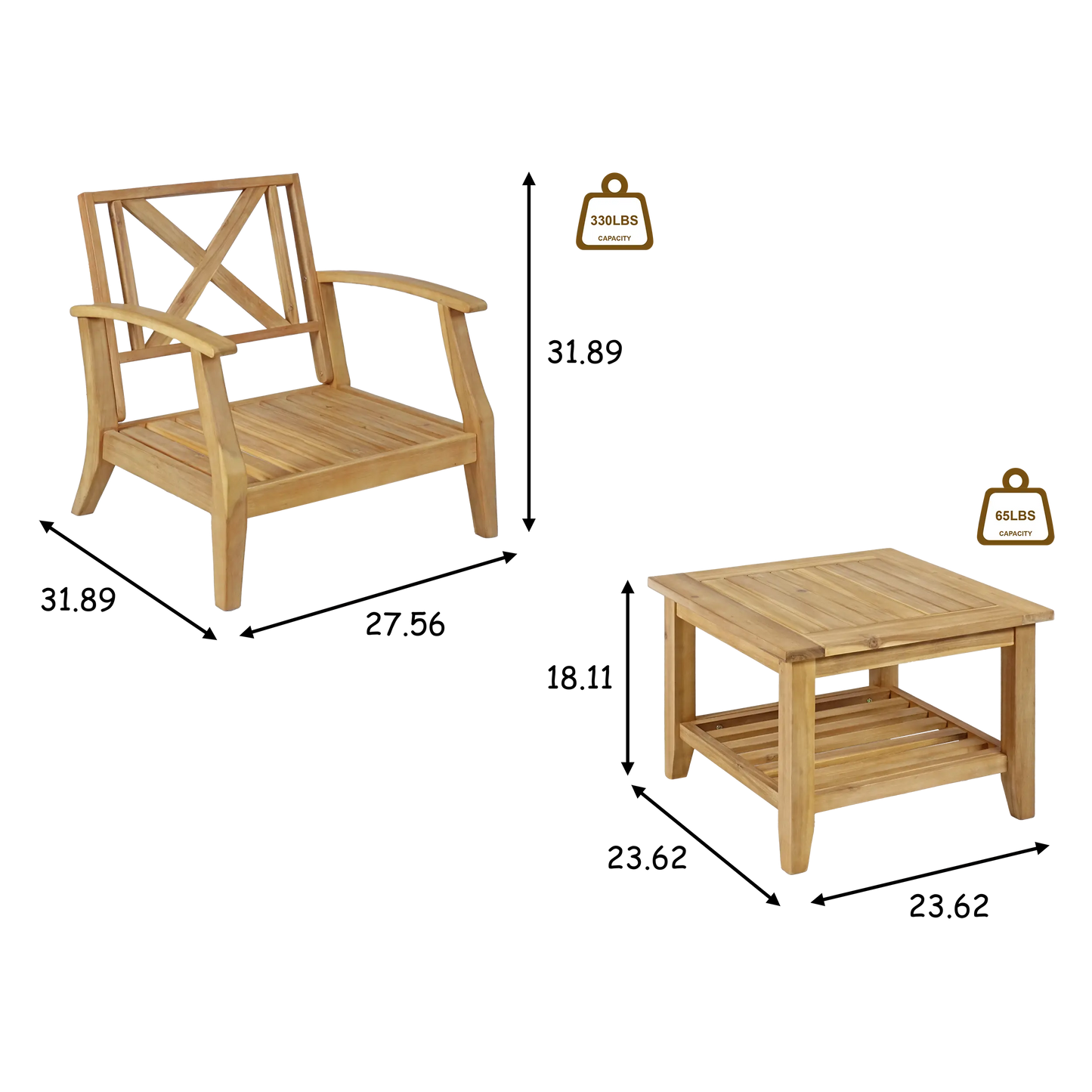 3 PCS Fair Oak Set