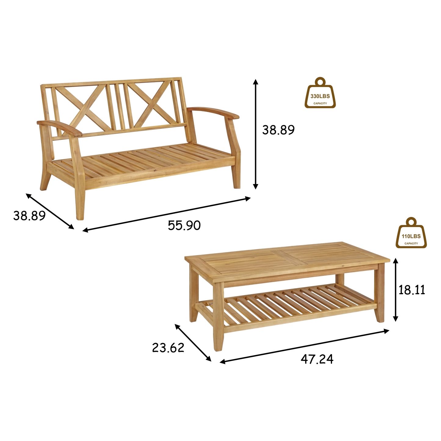 2 PCS Fair Oak Set